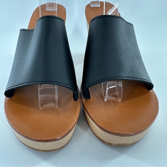 KJ Jacques womens platform sandals size 38 black leather wooden - Picture 3 of 13